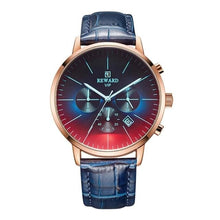 Montre Homme En Cuir Avec Verre Dégradé Bleu