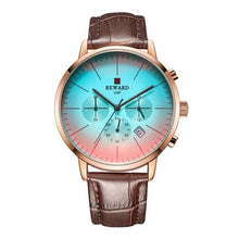 Montre Homme En Cuir Avec Verre Dégradé Marron