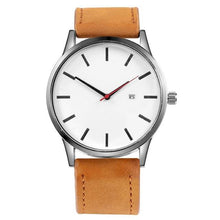 Montre Homme En Cuir Calendrier Marron Argent