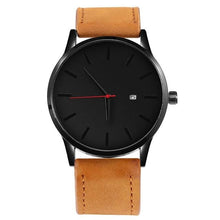 Montre Homme En Cuir Calendrier Marron Noir