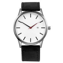 Montre Homme En Cuir Calendrier Noir Argent