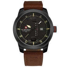 Montre Homme En Cuir Vintage Décontracté Jaune Noir