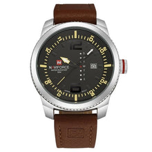 Montre Homme En Cuir Vintage Décontracté Noir Jaune Argent