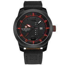 Montre Homme En Cuir Vintage Décontracté Rouge Noir