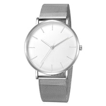 Montre unisexe au cadran blanc minimaliste et bracelet mesh en acier inoxydable argenté slim. - Kiorr™