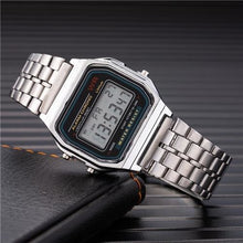 Montre Homme Femme Unisexe Vintage Led En Acier Argent