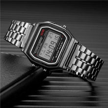 Montre Homme Femme Unisexe Vintage Led En Acier Noir