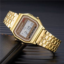 Montre Homme Femme Unisexe Vintage Led En Acier Or