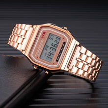 Montre Homme Femme Unisexe Vintage Led En Acier Rose Gold
