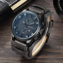 Montre Homme Grand Cadran Bracelet En Cuir Gris