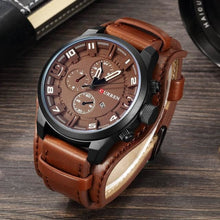 Montre Homme Grand Cadran Bracelet En Cuir Marron