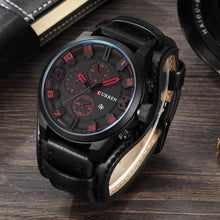 Montre Homme Grand Cadran Bracelet En Cuir Noir