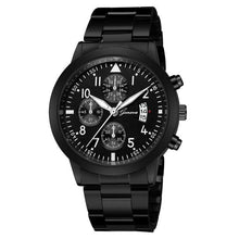 Montre Homme Luxe Dateur Quartz Noir Argent
