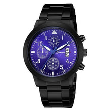Montre Homme Luxe Dateur Quartz Noir Bleu