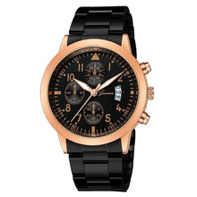 Montre Homme Luxe Dateur Quartz Noir Rose Gold