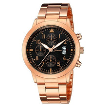 Montre Homme Luxe Dateur Quartz Rose Gold Noir