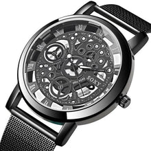 Montre Homme Mécanisme Nu Bracelet En Acier Noir