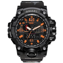 Montre chronographe sport homme noire avec détails orange et bracelet en silicone robuste. - Kiorr™
