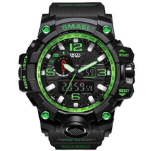 Montre homme militaire noire et verte, chrono, bracelet silicone, cadran digital et analogique, étanche. - Kiorr™