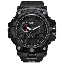 Montre militaire noire chronographe étanche avec bracelet en silicone et cadran multifonctions. - Kiorr™