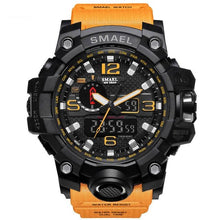 Montre militaire étanche avec bracelet sport orange et cadran noir multifonction avec chronographe. - Kiorr™