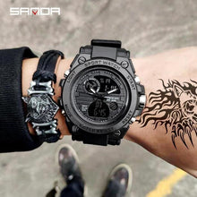 Montre Homme Militaire Sport Etanche Avec Alarme Chronographe Calendrier Eclairage Noir