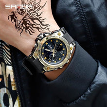 Montre Homme Militaire Sport Etanche Avec Alarme Chronographe Calendrier Eclairage Or
