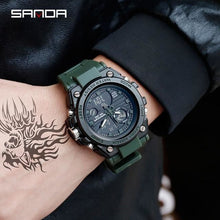Montre Homme Militaire Sport Etanche Avec Alarme Chronographe Calendrier Eclairage Vert