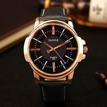 Montre Homme Quartz En Cuir Décontracté Noir Or