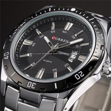 Montre Homme Slim Décontracté En Acier Noir Argent
