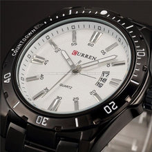 Montre Homme Slim Décontracté En Acier Noir Et Blanc