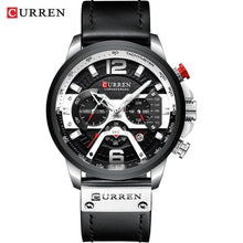 Montre Homme Sport En Cuir Décontracté Avec Chronographe - Noir/Argent