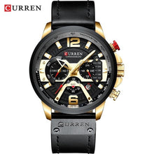 Montre Homme Sport En Cuir Décontracté Avec Chronographe - Black Gold.