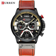 Montre Homme Sport En Cuir Décontracté Avec Chronographe - Black.