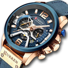Montre Homme Sport En Cuir Décontracté Avec Chronographe.