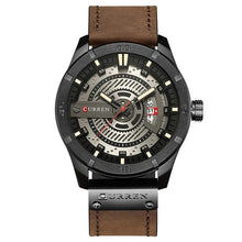 Montre Homme Squelette En Cuir Délavé Noir Et Blanc