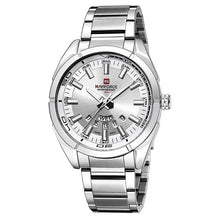 Montre Masculine Décontracté En Acier Blanc Argent