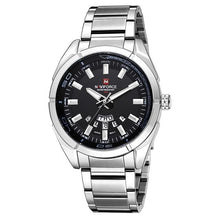 Montre Masculine Décontracté En Acier Noir Argent