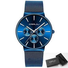 Montre Pour Homme En Maille Dacier Six Aiguilles Argent Bleu