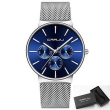 Montre Pour Homme En Maille Dacier Six Aiguilles Bleu Argent