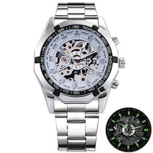 Montre Squelette En Acier Pour Homme Argent Blanc