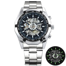 Montre Squelette En Acier Pour Homme Argent Noir