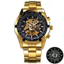 Montre Squelette En Acier Pour Homme Or Noir