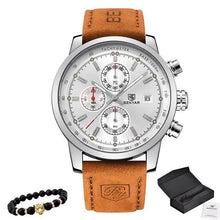 Pack Collecteur Montre En Cuir Robuste Avec Bracelet Blanc Argent