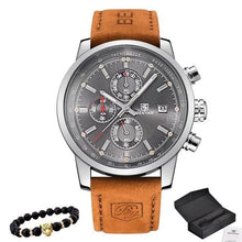 Pack Collecteur Montre En Cuir Robuste Avec Bracelet Gris Argent