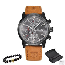 Pack Collecteur Montre En Cuir Robuste Avec Bracelet Noir Argent
