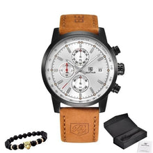 Pack Collecteur Montre En Cuir Robuste Avec Bracelet Noir Et Blanc