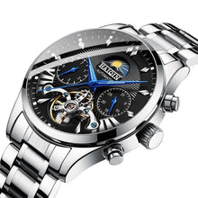 Tourbillon Mécanique Squelette En Acier Pour Homme Noir Argent