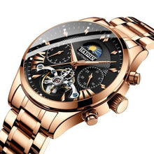 Tourbillon Mécanique Squelette En Acier Pour Homme Noir Or